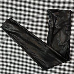 SPANX Faux Leather Shapewear Slimming Leggings in All Black Size X-Large